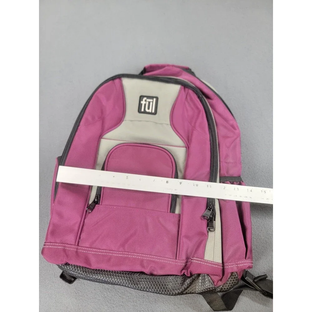 Ful Backpack Pink Gray Laptop Padded Straps School Bag Organizer Pockets‎